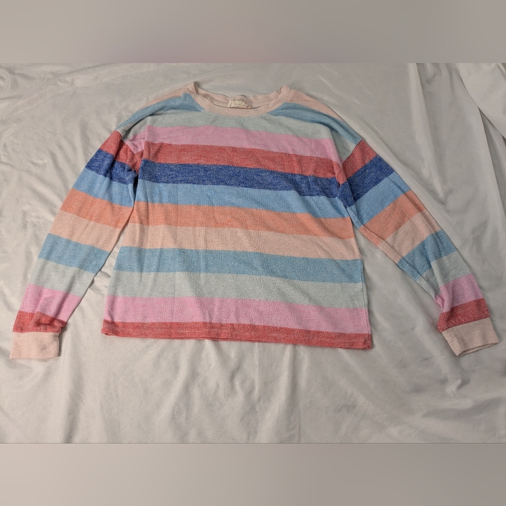 Juniors‎ Pink Republic Striped Long Sleeve Top - Size Medium